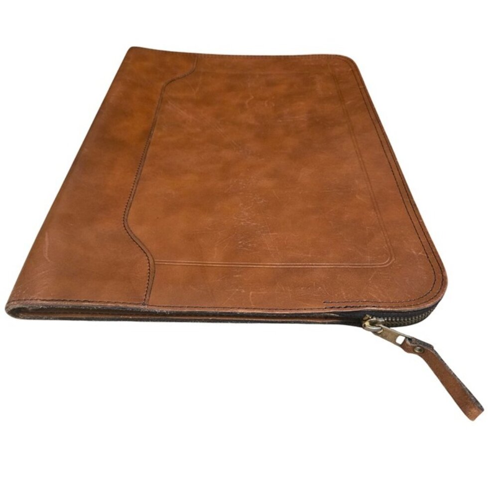 Vintage Schlesinger Brothers Ranch Hide Leather Portfolio Document Holder